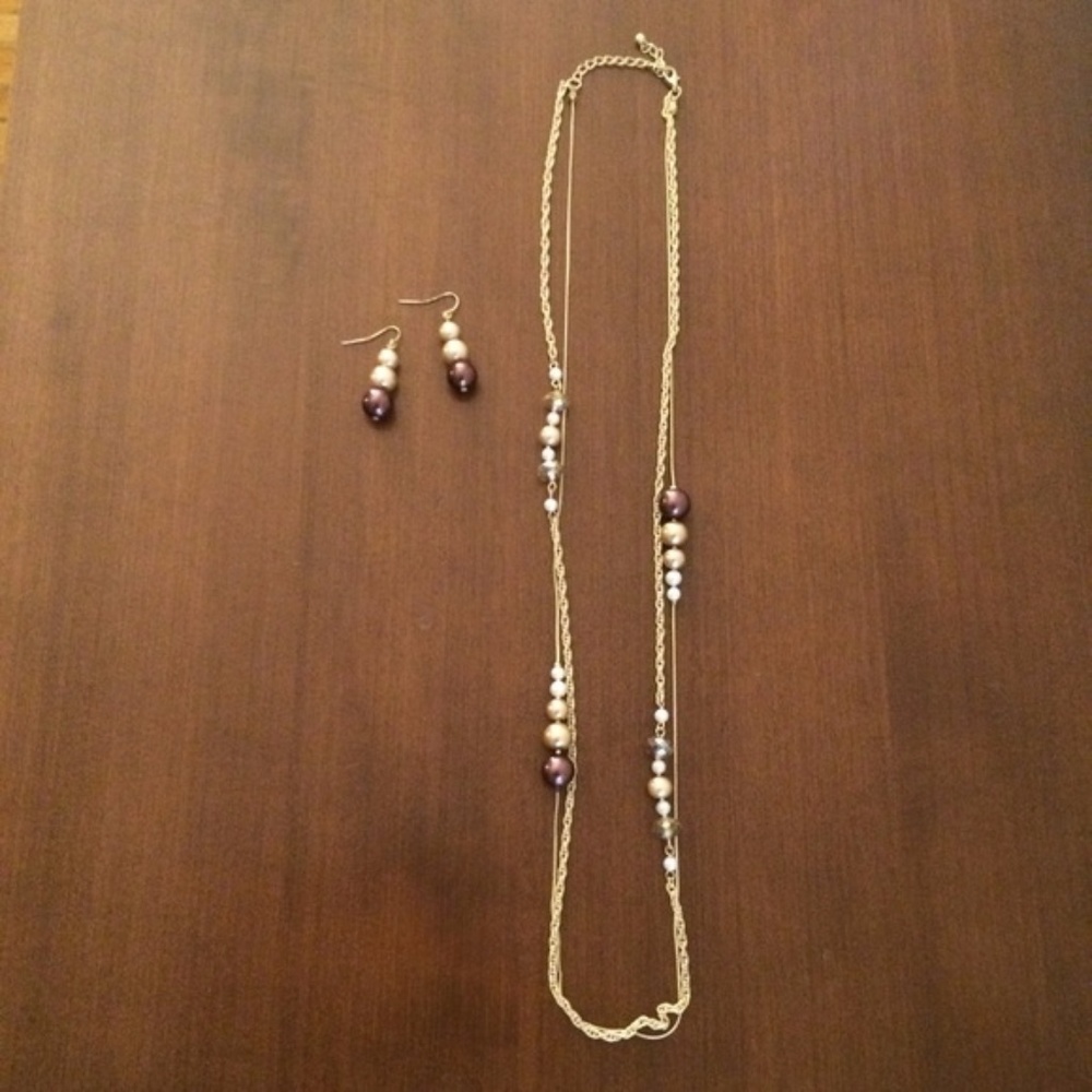 Beaded Necklace and Earring Set